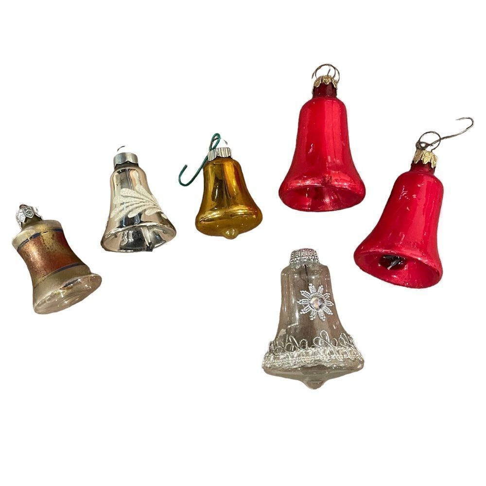 Various mercury glass kitschy bell holiday ornaments